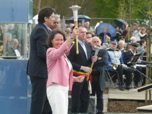 World Peace Flame monument in Belgium with Mansukh Patel